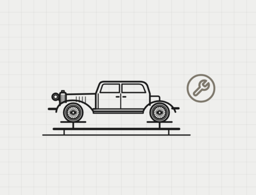 Zeichnung: Oldtimer-Werkstatt
