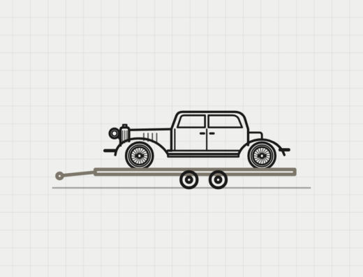 Zeichnung: Oldtimer-Transport