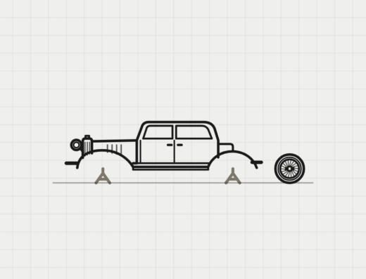 Zeichnung: Oldtimer-Restaurierung