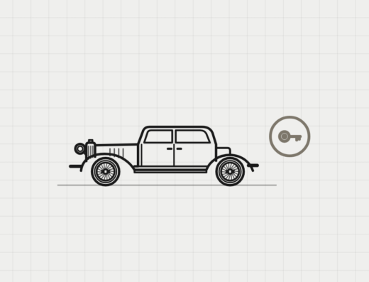Zeichnung: Oldtimer-Vermietung
