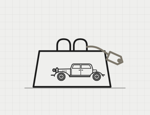 Zeichnung: Oldtimer-Shop